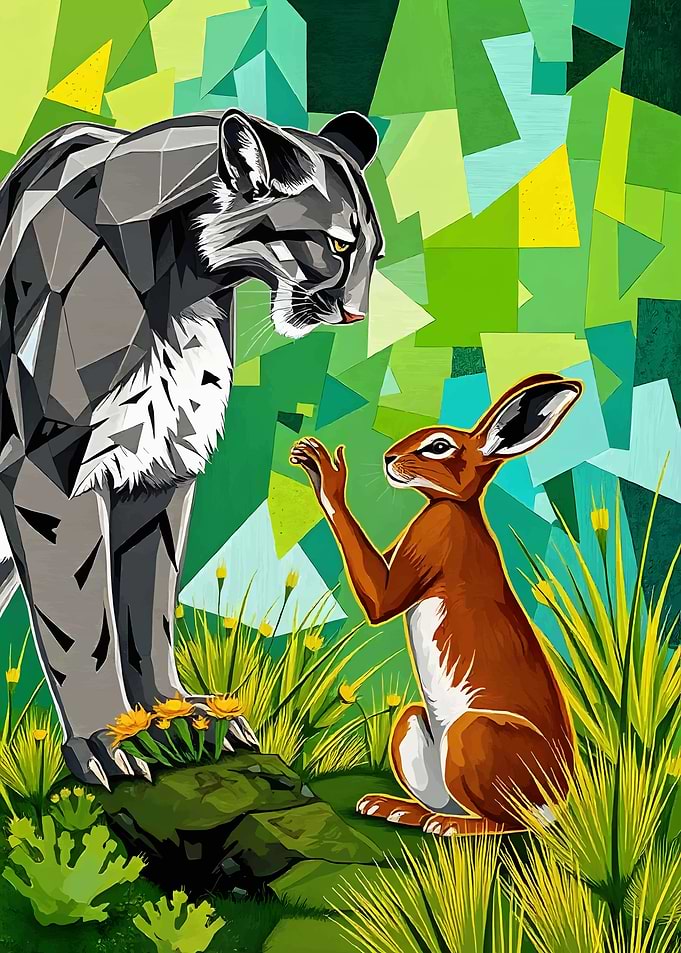 Cougar and Hare Encounter