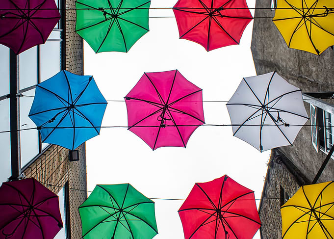 Colorful Umbrellas Hanging