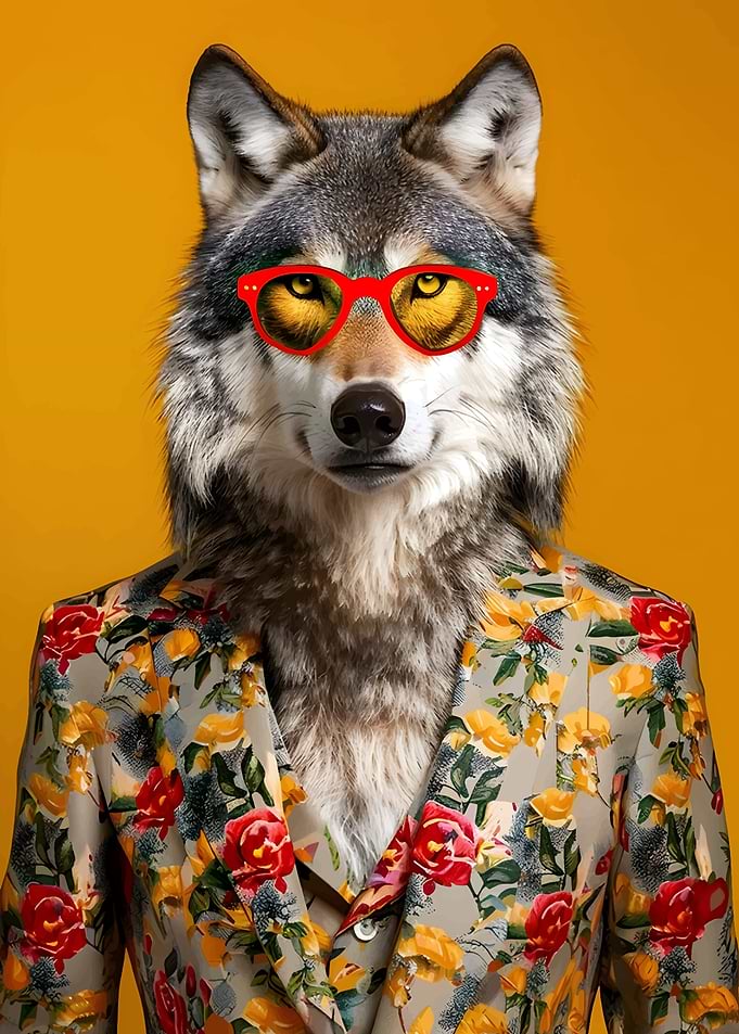Wolf in Floral Suit