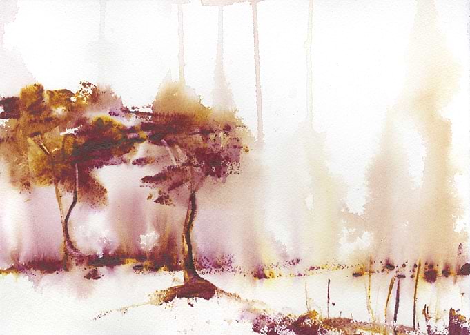 Watercolor Forest Scene
