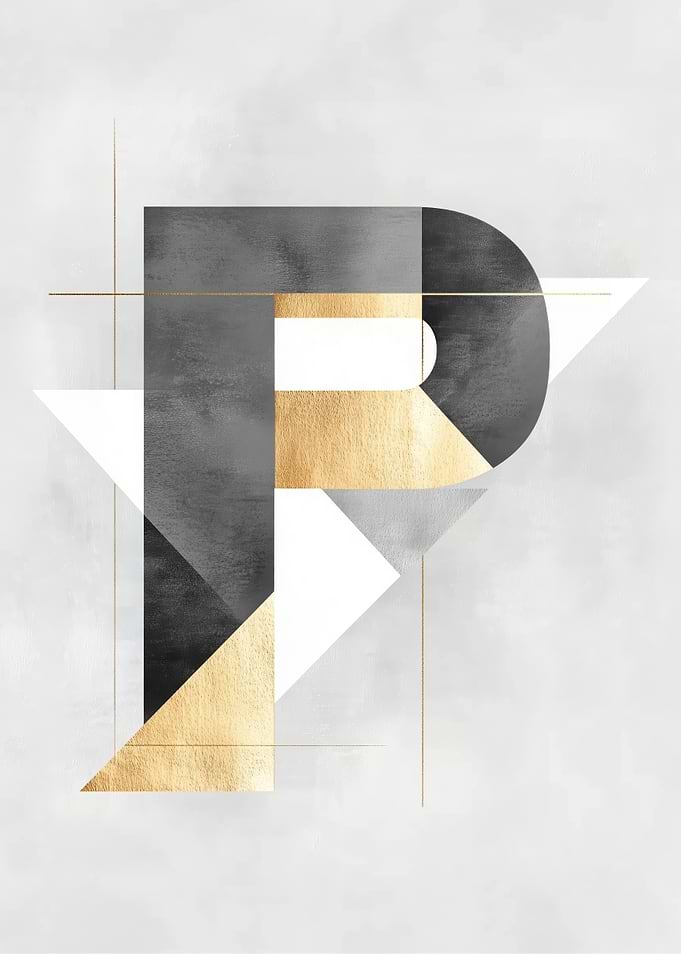 Gold and Gray Letter P