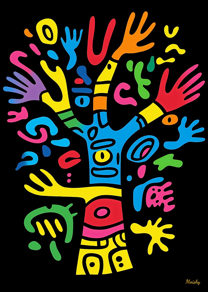 Vibrant Abstract Crazy Colorful Tree Art