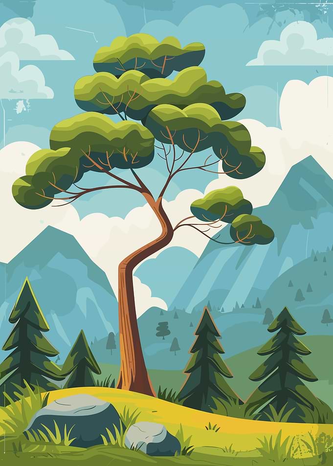 Mountain Landscape with Tree