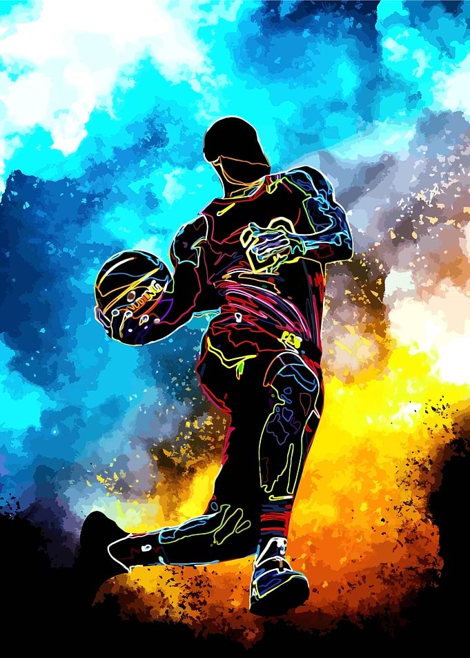 Neon Basketball Player