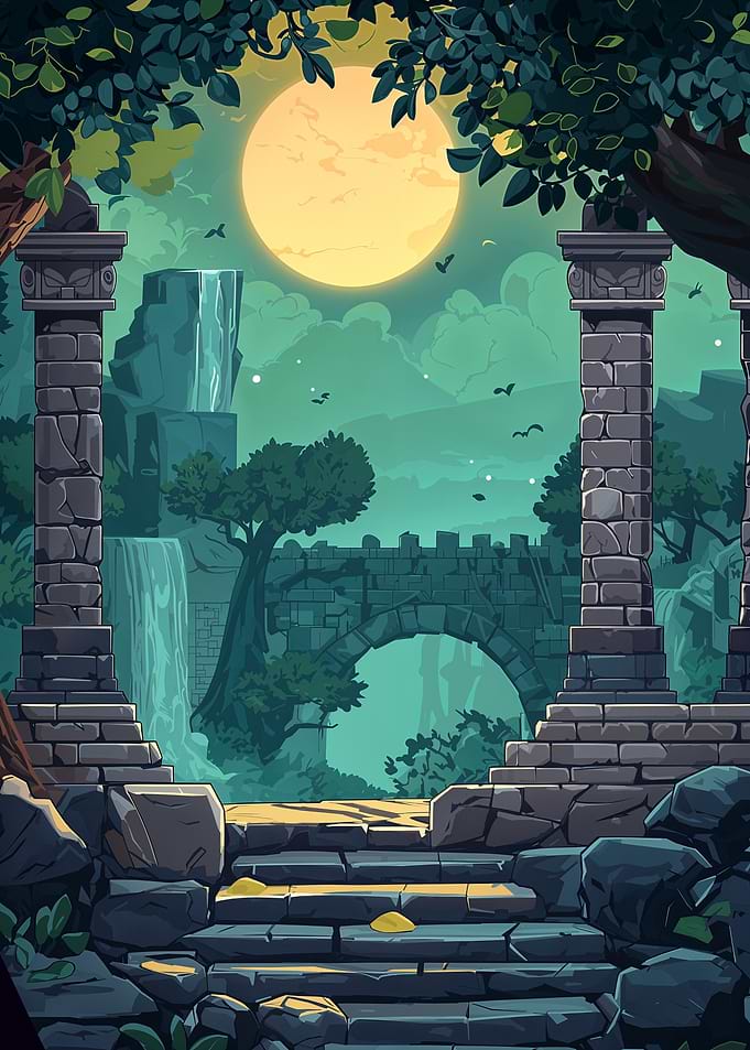 Stone Ruins Moonlight
