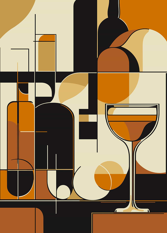 Abstract Wine Glass Still Life