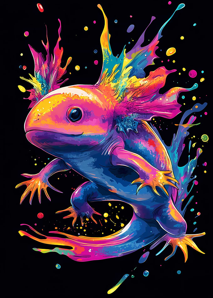 Neon Axolotl Splash
