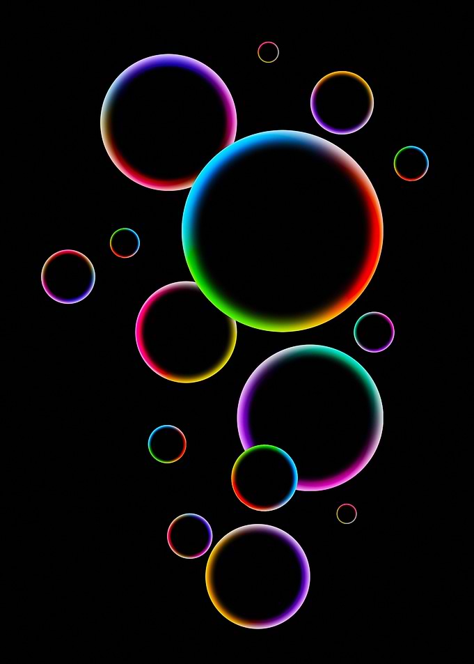 Rainbow Bubbles on Black