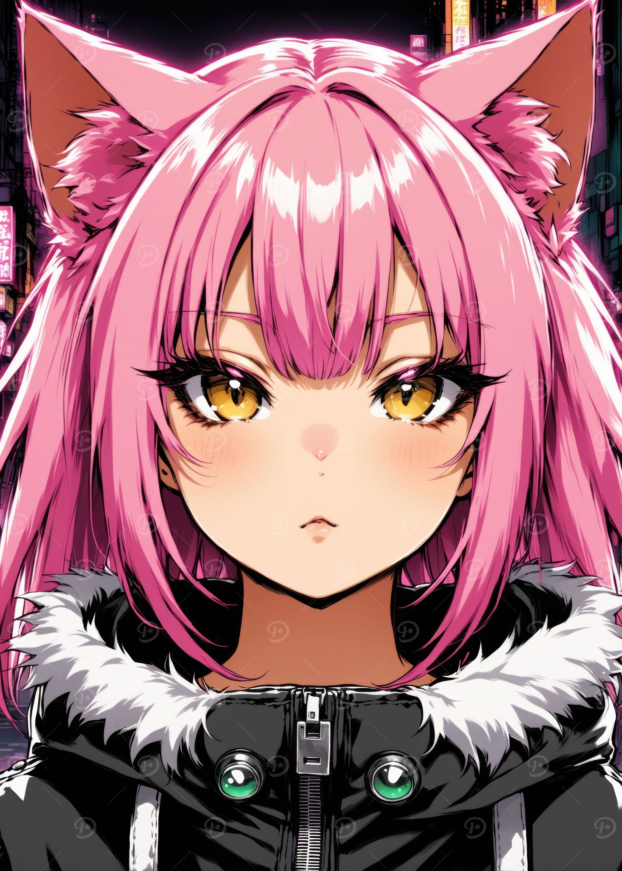 Anime Girl with Cat Ears