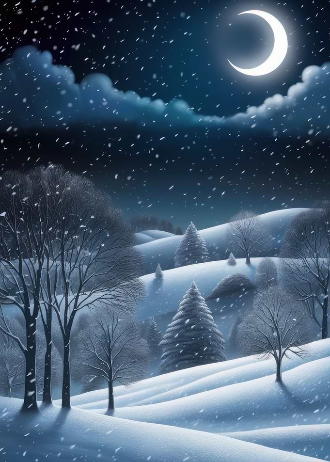 Snowy Night Landscape