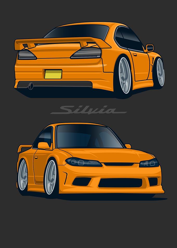 Nissan Silvia Chibi Cartoon