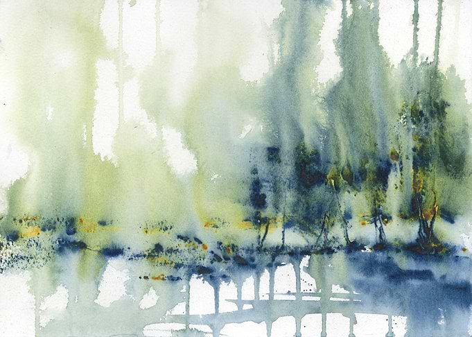 Watercolor Forest Landscape