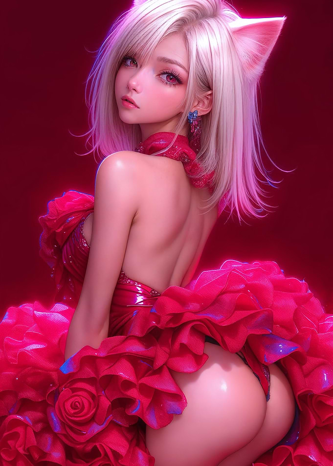 Anime Girl in Red Dress