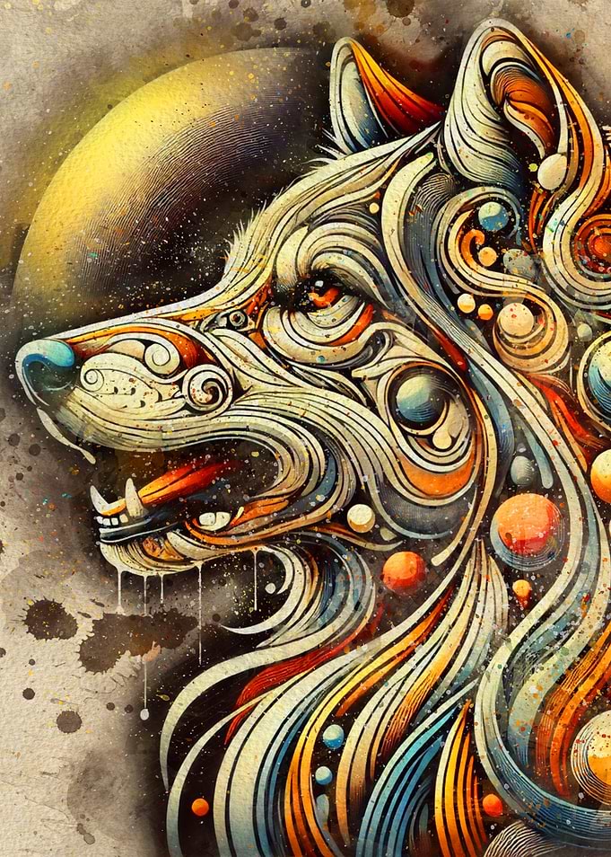 Wolf Head Abstract Art