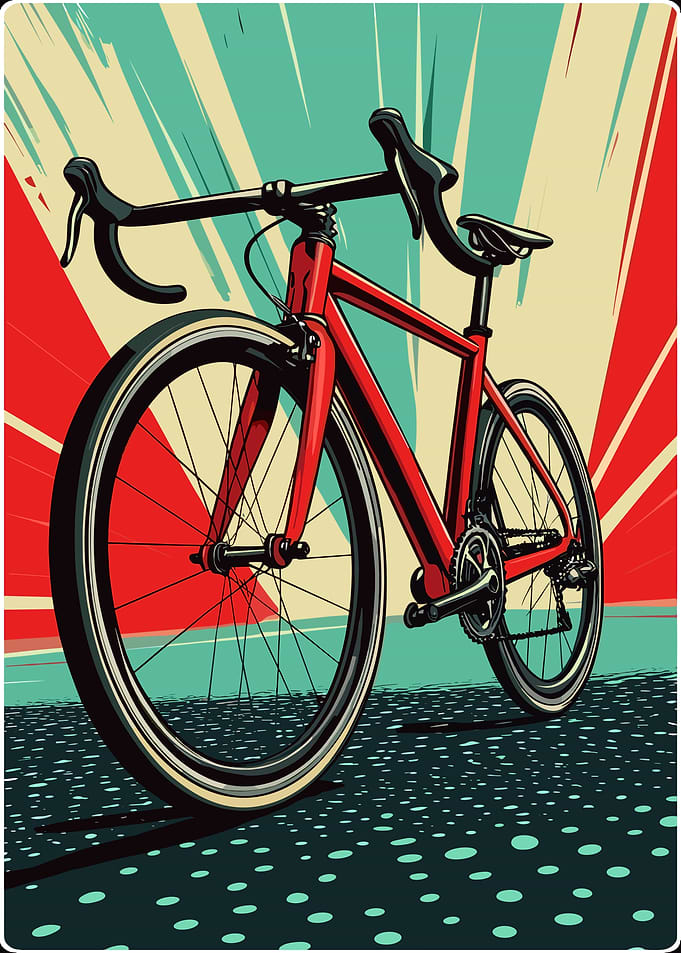 Red Road Bike Poster