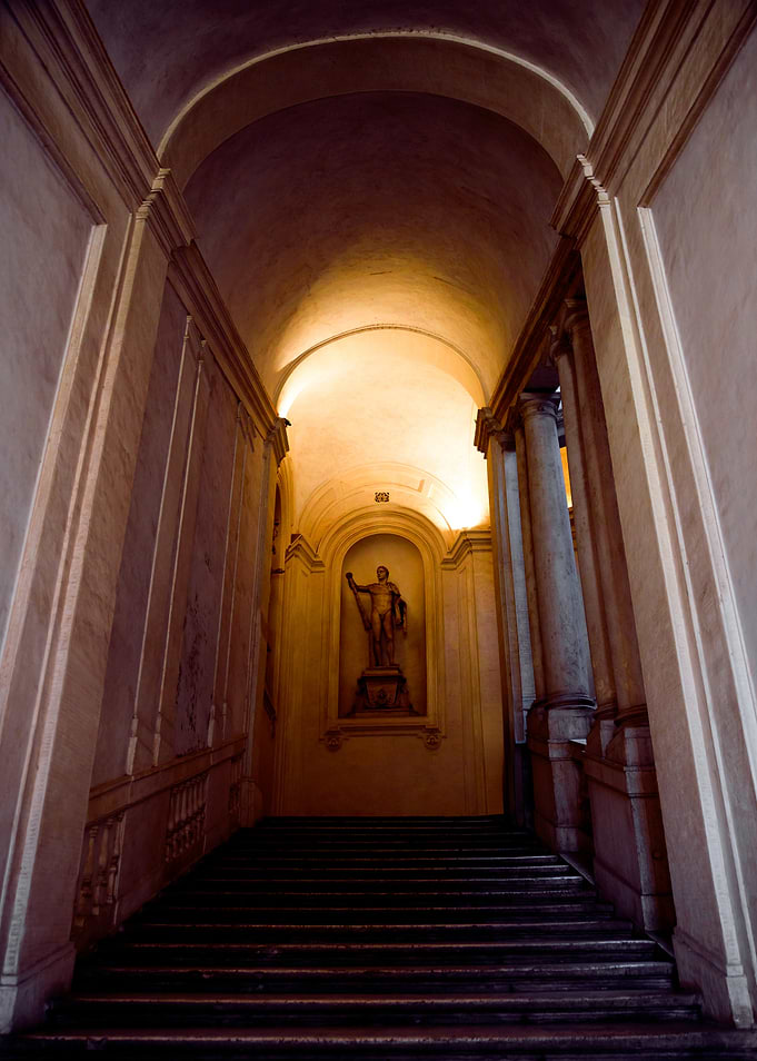 Stone Staircase with Statue