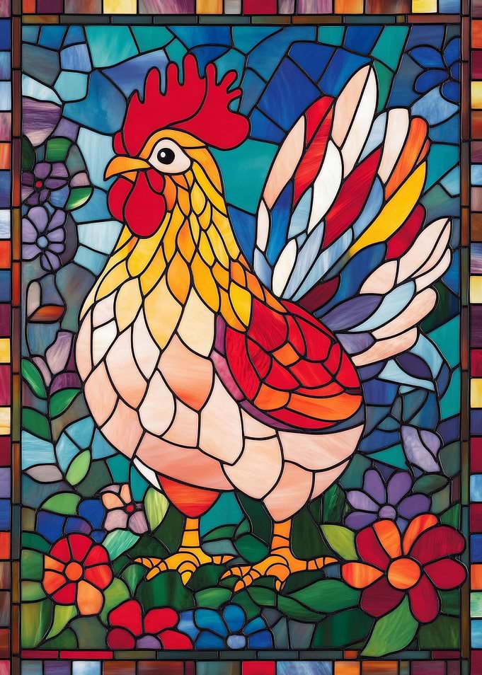 Stained Glass Rooster