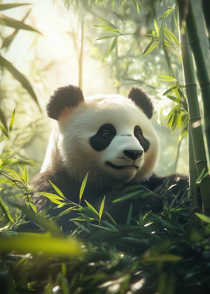 Panda in Bamboo Forest