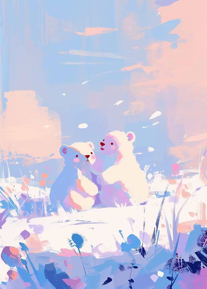 Two Polar Bears in a Snowy Landscape