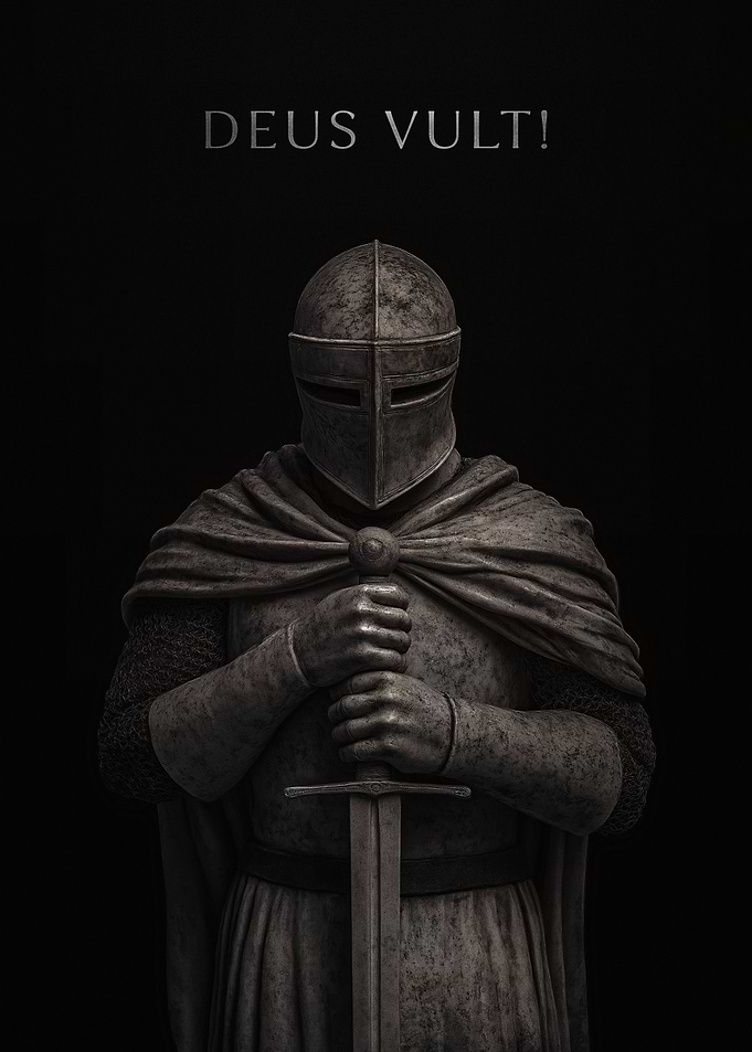 Deus Vult Knight Statue