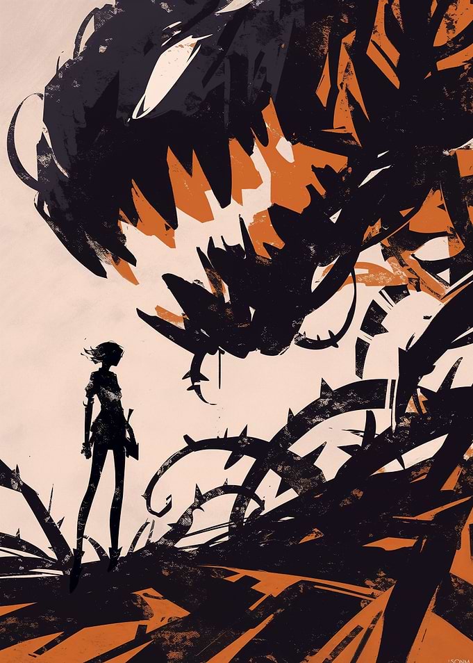 Girl Facing Monster