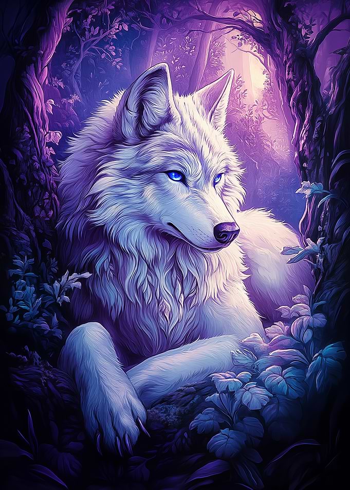 White Wolf in Forest