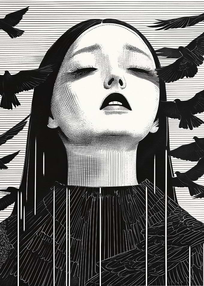 Woman and Crows