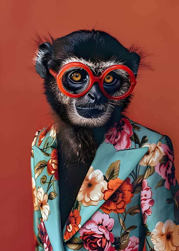 Monkey in Floral Suit