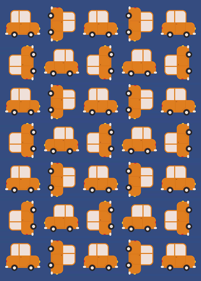 Pattern with funny cars