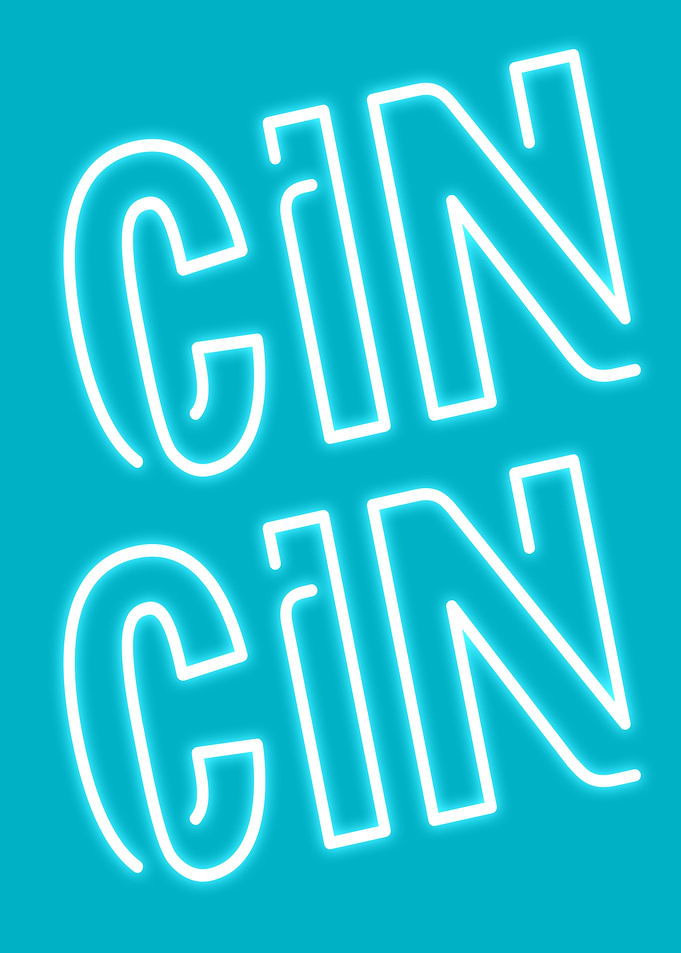 CIN CIN blue neon home bar sign