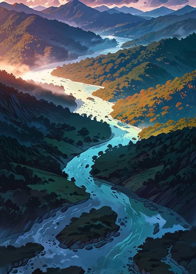 River Through Mountains