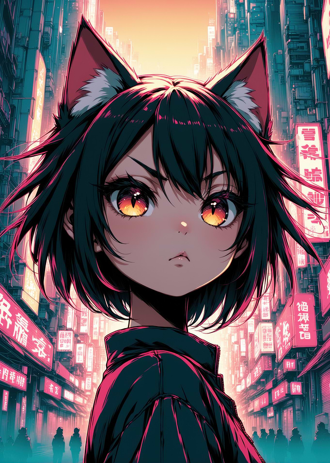 Anime Girl with Cat Ears