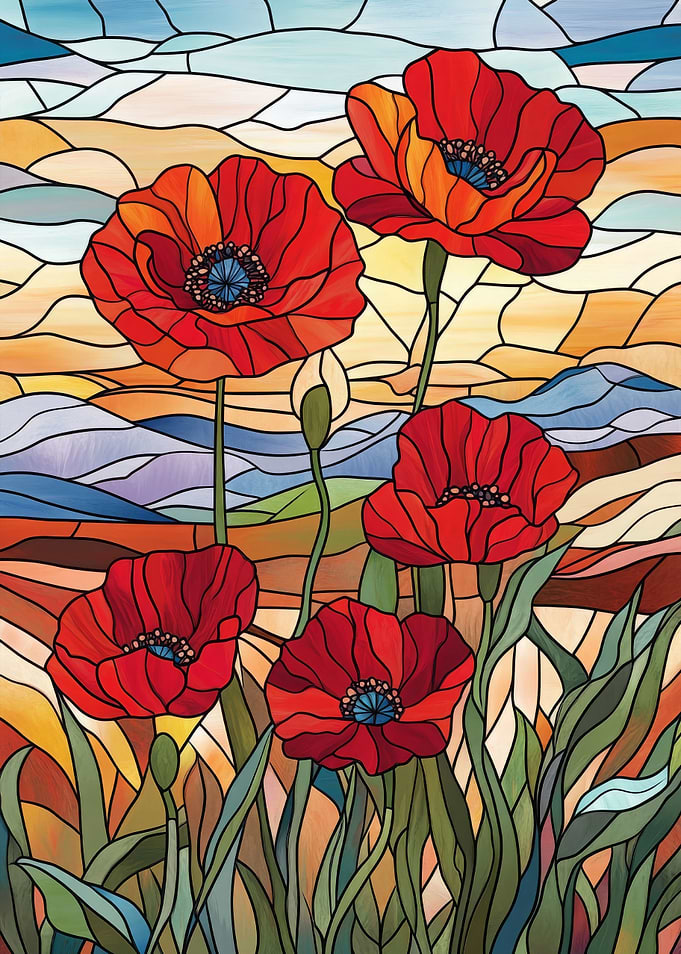 Stained Glass Poppies
