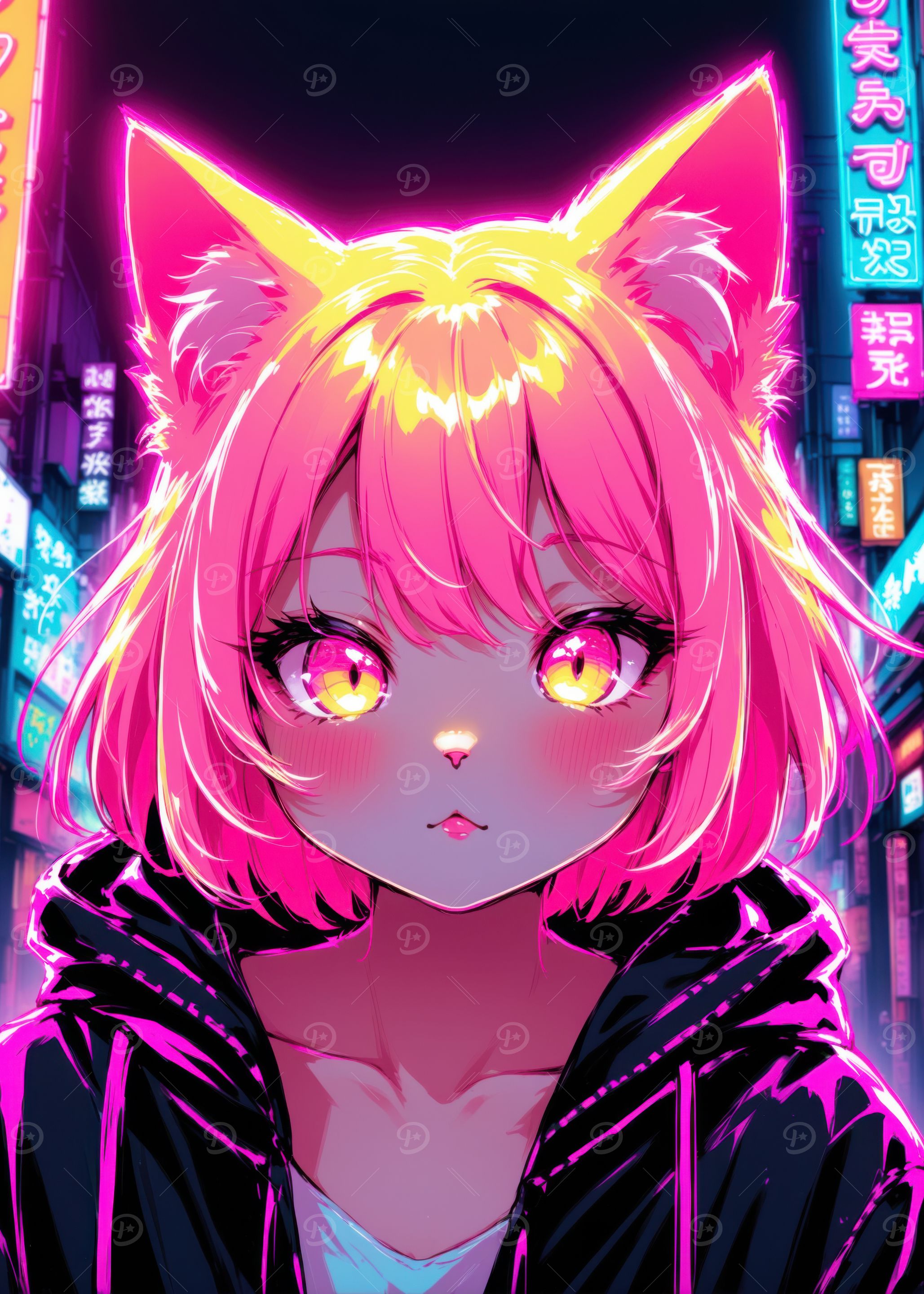 Anime Girl with Cat Ears