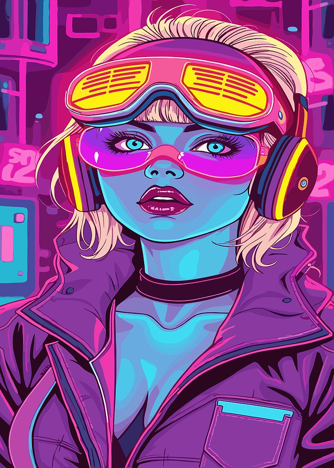 Cyberpunk Girl with Headphones