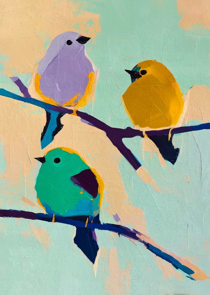 Three Birds on Branch