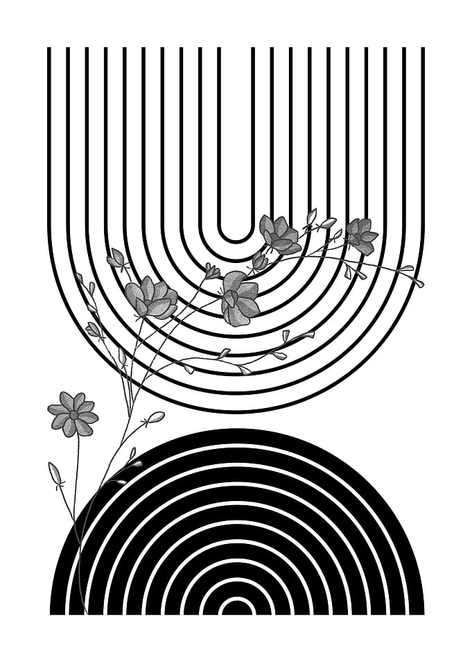 Black and White Floral Abstract