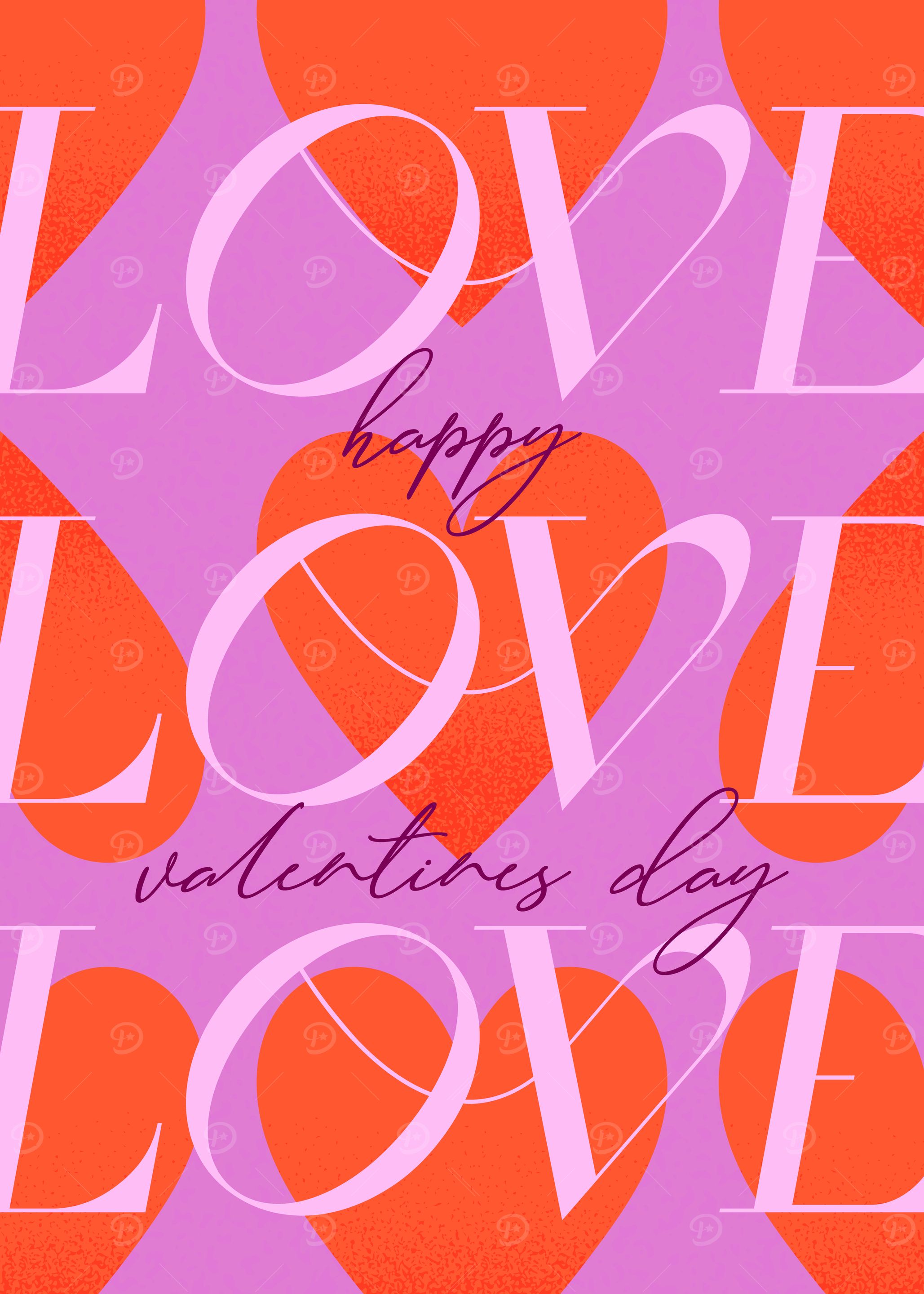 Happy Valentine's Day Poster with Love and Hearts Background