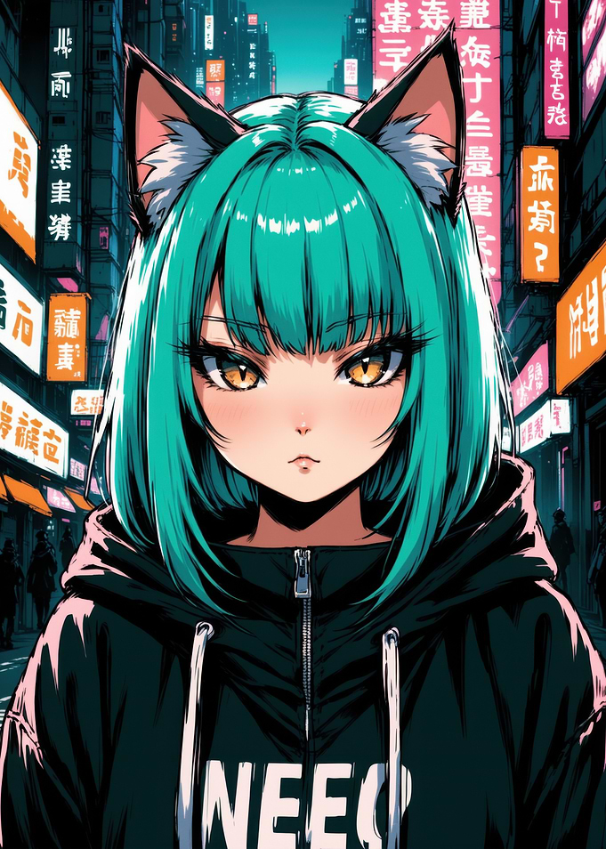 Anime Girl with Cat Ears