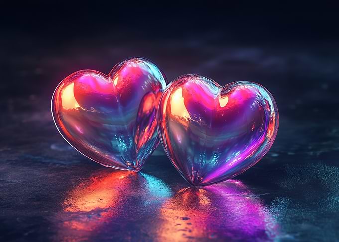 Holographic Neon Hearts