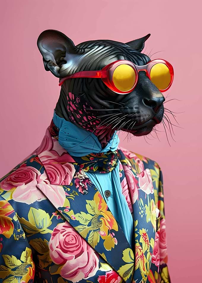 Sphynx Cat in Floral Suit