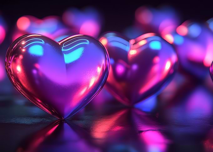 Holographic Neon Hearts
