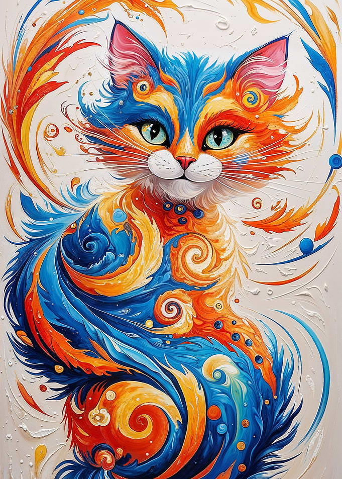 Whimsical Cat Painting