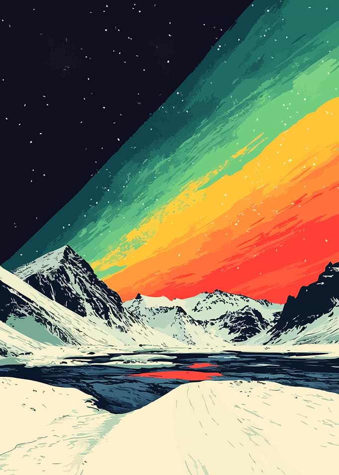 Aurora Sky Iceland Minimalist Art