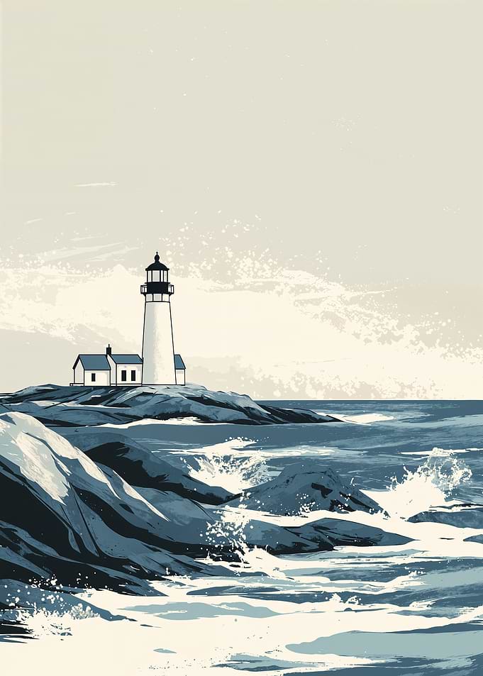 Lighthouse on Rocky Coast