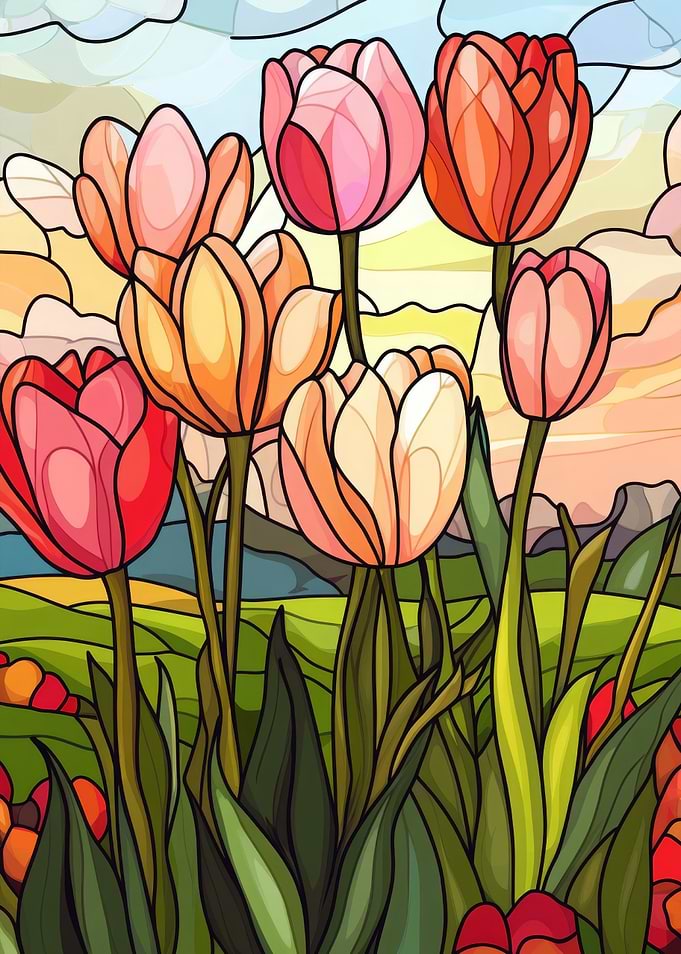 Stained Glass Tulips