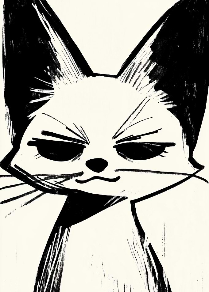 Black and White Fox Illustration