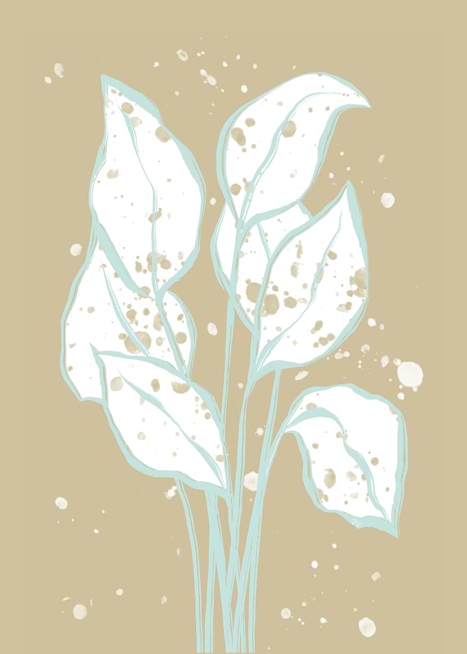 White Leaves on Beige