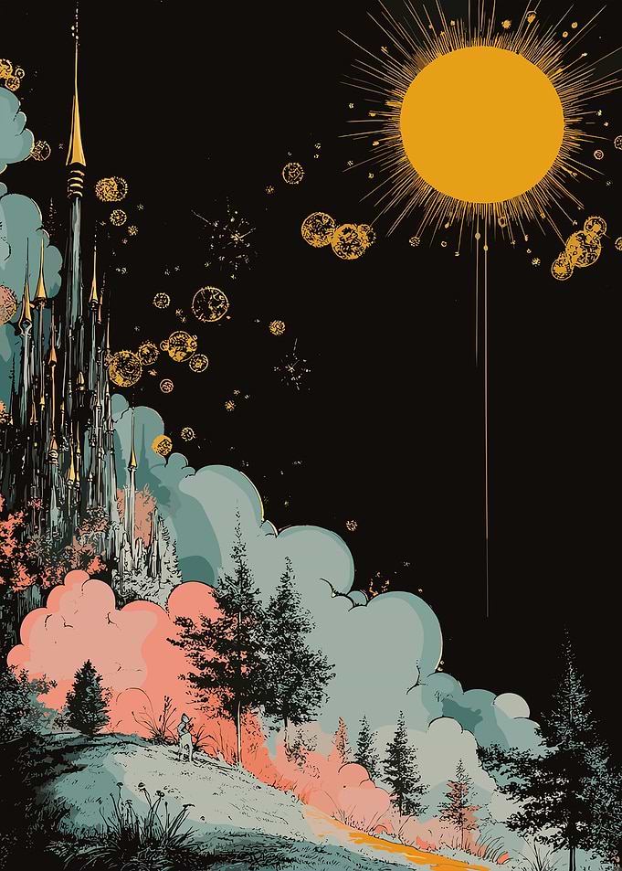 Fantasy Castle and Sun
