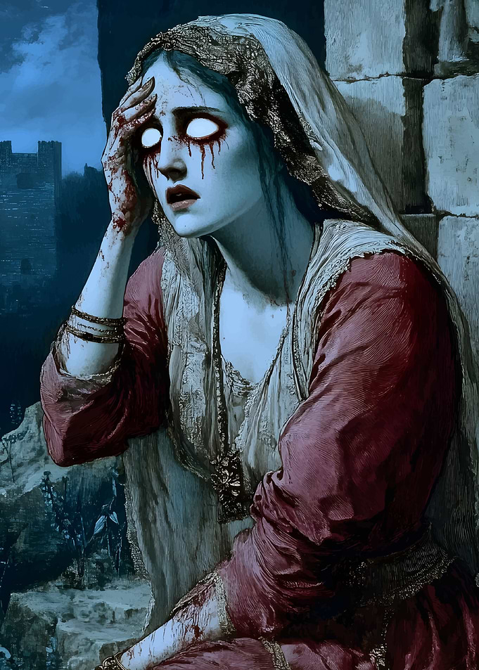 Distressed Woman in Red